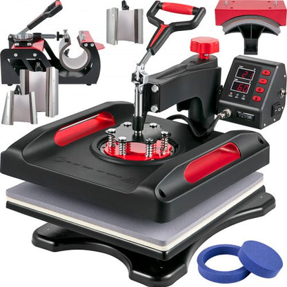 Heat Press Machine 8 in 1 Combo, Heat Press 15x15, Swing Away T Shirt Printing Machine Digital Control, Multifunction Heat Transfer Machine Sublimation Heat Press for T-Shirt Hat Cap Mug Plate