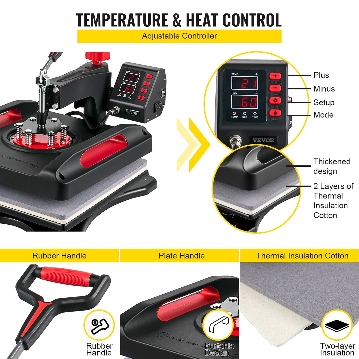 Heat Press Machine 8 in 1 Combo, Heat Press 15x15, Swing Away T Shirt Printing Machine Digital Control, Multifunction Heat Transfer Machine Sublimation Heat Press for T-Shirt Hat Cap Mug Plate