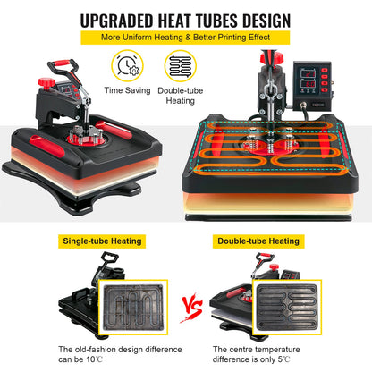 Heat Press Machine 8 in 1 Combo, Heat Press 15x15, Swing Away T Shirt Printing Machine Digital Control, Multifunction Heat Transfer Machine Sublimation Heat Press for T-Shirt Hat Cap Mug Plate