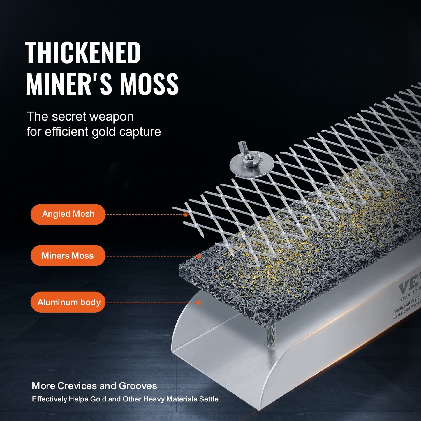 Mini Sluice Box Gold Panning Kit, 12inch Aluminum Alloy Gold Mining Equipment, 16 PCS Gold Prospecting Kit with Gold Pan, Separating Magnet, Classifier Screen, Drawstring Backpack and More