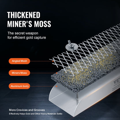 Mini Sluice Box Gold Panning Kit, 12inch Aluminum Alloy Gold Mining Equipment, 16 PCS Gold Prospecting Kit with Gold Pan, Separating Magnet, Classifier Screen, Drawstring Backpack and More