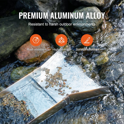 Gold Panning Kit med Sluice Box, 50" Aluminium Gold Mining Utrustning, 23 STS Gold Prospecting Kit med Gold Pan, Classifier Screen, Separations Magnet, Dragsko Ryggsäck och tillbehör