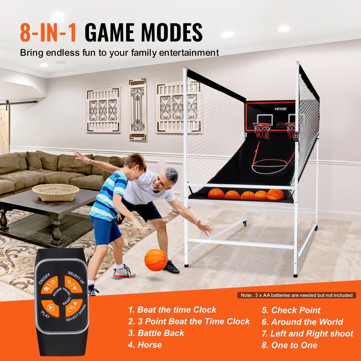Indoor Double Shot Basketball Arcade-Spiel Iron Cage 2 Spieler 5 Bälle