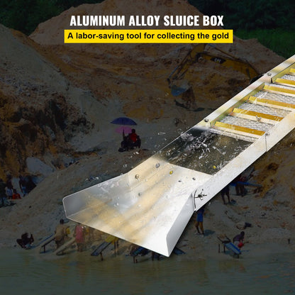 Aluminum Alloy Folding Sluice Box, Compact 50" Sluice Boxes for Gold, Lightweight Gold Sluice Equipment, Portable Sluice Boxes with Miner Moss, River, Stream, Gold Panning, Prospecting, Dredging