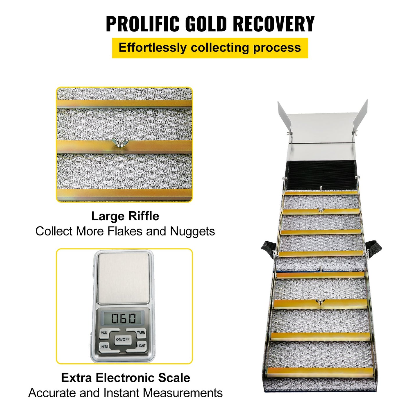 Aluminum Alloy Folding Sluice Box, Compact 50" Sluice Boxes for Gold, Lightweight Gold Sluice Equipment, Portable Sluice Boxes with Miner Moss, River, Stream, Gold Panning, Prospecting, Dredging