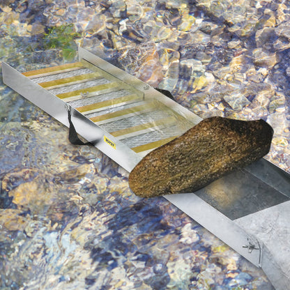 Folding Aluminum Alloy Sluice Box, Compact 50" Sluice Boxes for Gold, Lightweight Gold Sluice Equipment, Portable Sluice Boxes with Miner's Moss, River, Creek, Gold Panning, Prospecting, Dredgin