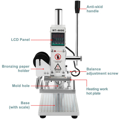 10 x 13 cm Heißfolienpressmaschine, Lederprägemaschine, Bronziermaschine, Heißpressmaschine mit Positionssteuerung für PVC, Leder, PU und Papier (10 x 13 cm)