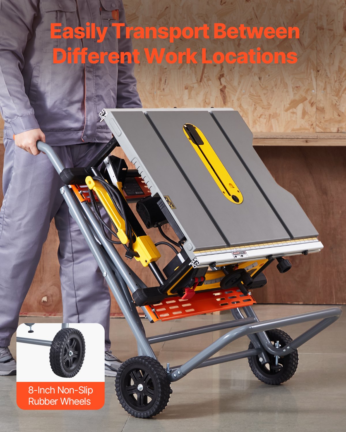 Portabelt bordssågstativ med hjul 350lbs Lastkapacitet Rullande Vikbart