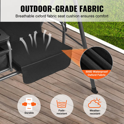 2-sits uteplatsgungstol Uteplatsgunga med justerbar kapell Svart