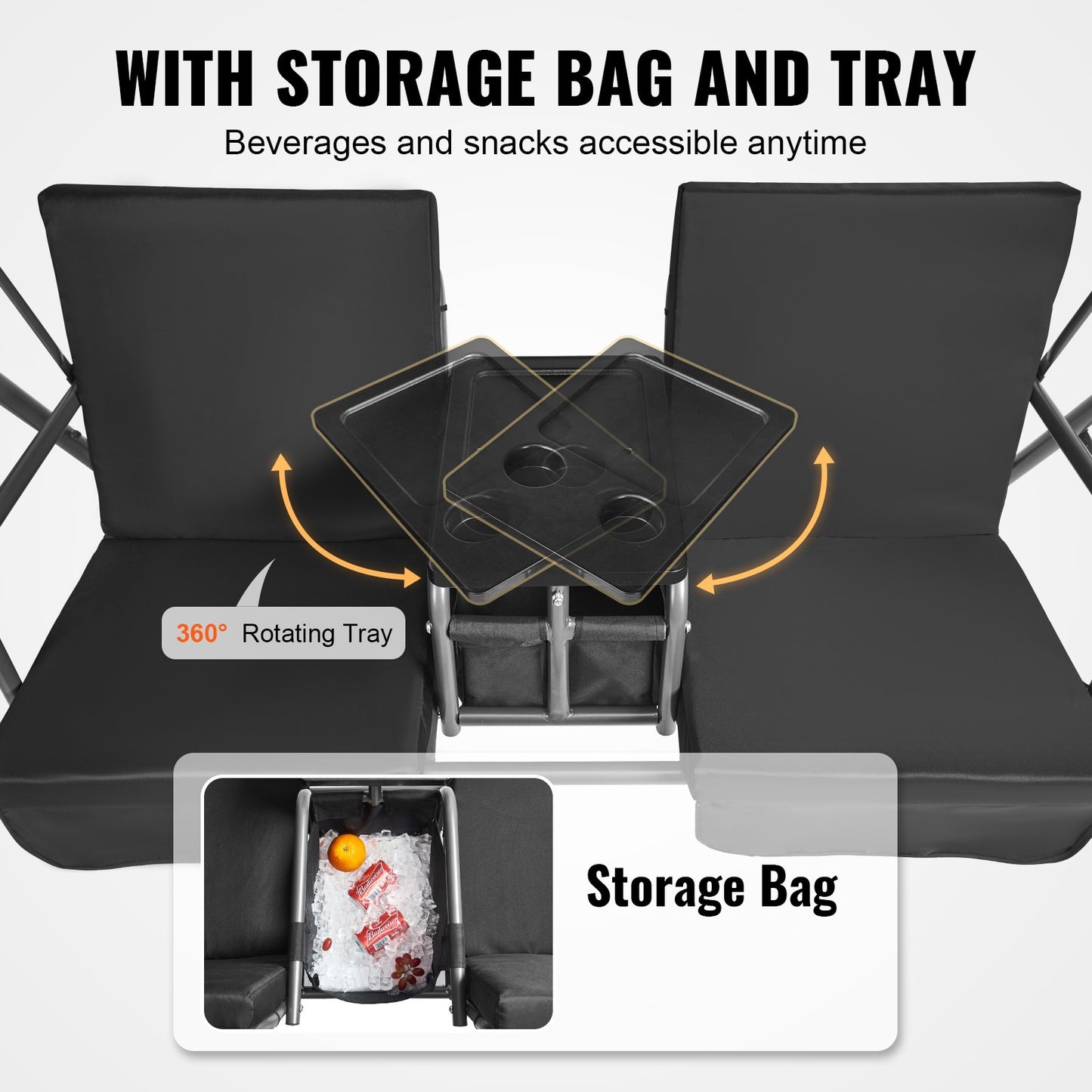 2-sits uteplatsgungstol Uteplatsgunga med justerbar kapell Svart