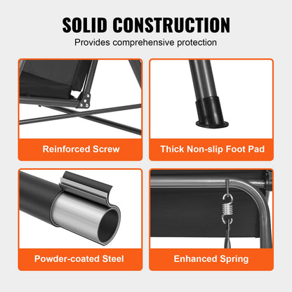 2-sits uteplatsgungstol Uteplatsgunga med justerbar kapell Svart