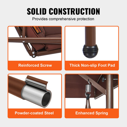 3-Sitzer-Terrassenschaukelstuhl, umbaubare Baldachinschaukel, Terrassenveranda mit verstellbarem Baldachin, abnehmbarem, dickem Kissen und Rahmen aus legiertem Stahl, für Balkon, Hinterhof, Poolrand, Braun