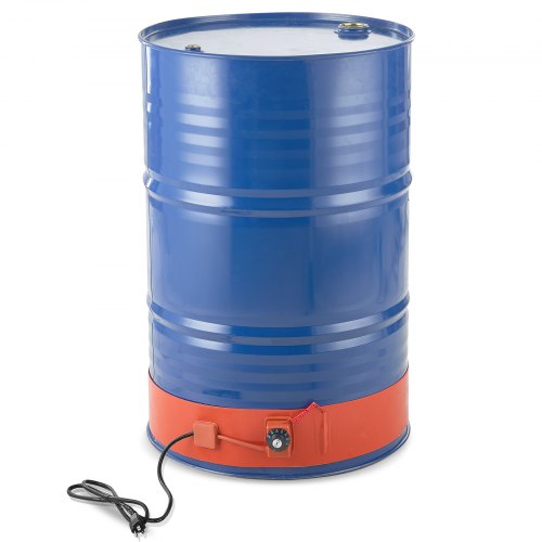 Metal Drum Heater, 1200 Watt 5 inch Width, Pail Heating Band for 55 Gallon Barrel, 86-302℉ Adjustable Thermostat, High Efficiency Silicone Grease Keg Heater, FCC Listed Orange