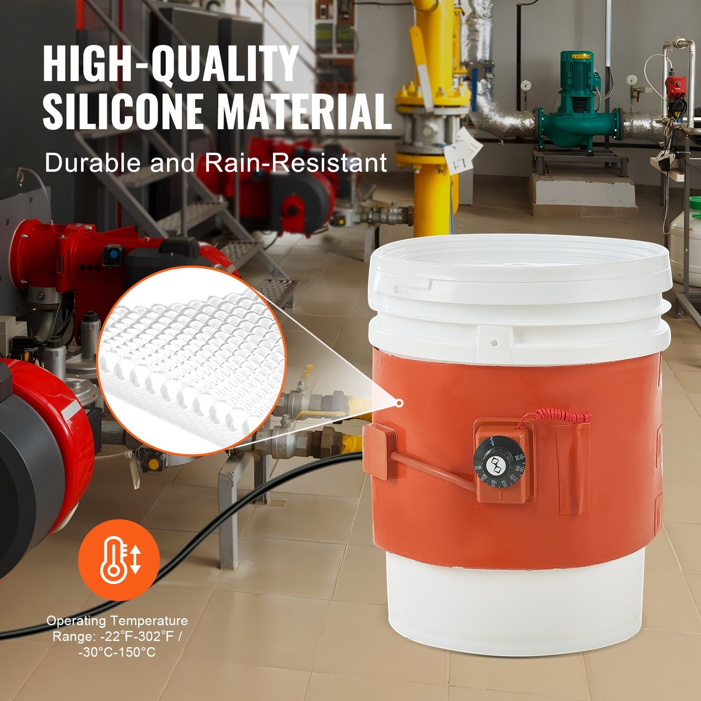 5 Gallon Metal Drum Heater 800 Watt 7.75 Inch Width86-302℉ Adjustable