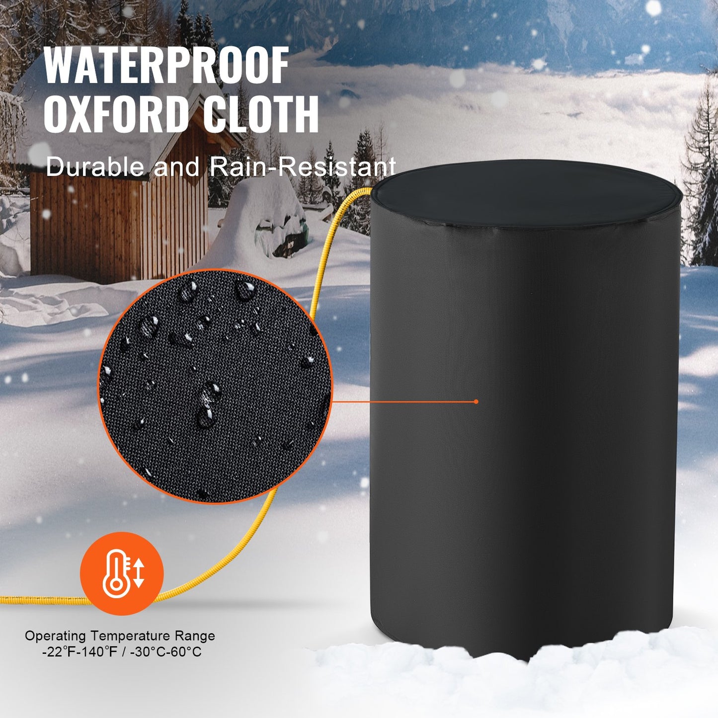 Metal Drum Heater, 1300 Watt, Pail Heating Band for 55 Gallon Barrel, 0-145℉ Adjustable with Independent Thermostat, Waterproof Oxford Fabric High Efficiency Grease Keg Heater, FCC Listed