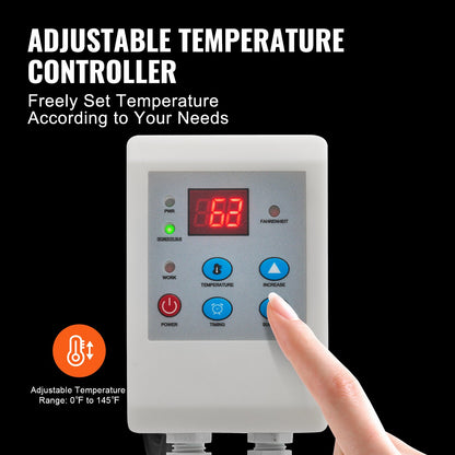 55 Gal Metal Drum Heater 1300W 0-145℉ Adjustable with Independent Thermostat