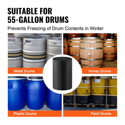 55 Gal Metal Drum Heater 1300W 0-145℉ Adjustable with Independent Thermostat