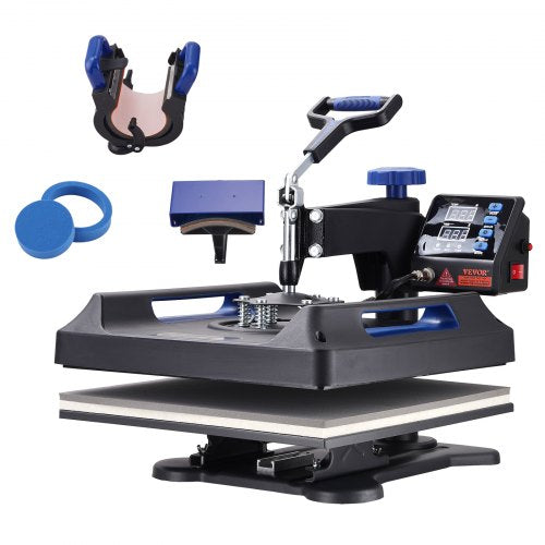 Heat Press 15x15, Upgraded Heat Press Machine 5 in 1, Anti-Scald, Fast-Heating, Swing Away Digital Control Multifunction Heat Press for Sublimation Combo for T-Shirt Hat Cap Mug Plate