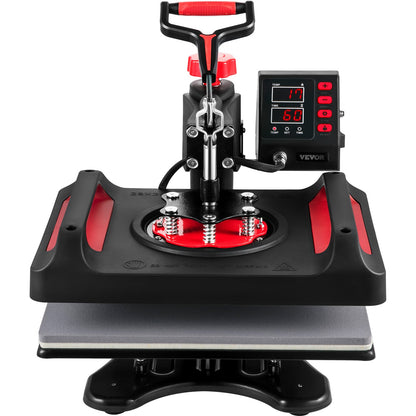 Heat Press Machine 12 x 15 Inch 360° Rotation Swing Away Red Heat Press 5 In 1 Heat Press 1000W Sublimationsmaskin 5 I 1 Skjorta tryckmaskin Dual-Tube Värme för gör-det-själv muggar och t-shirts Keps