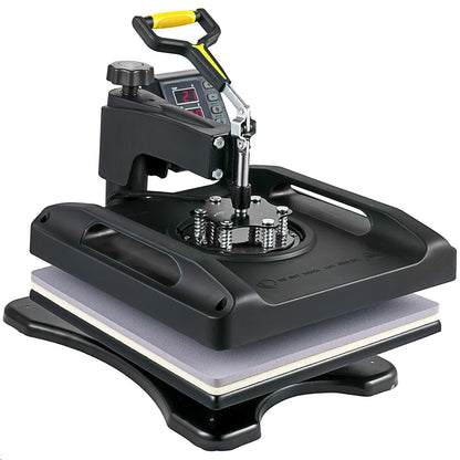 Heat Press Machine 15 x 15 Inch 360° Rotation Swing Away Black Heat Press 5 In 1 Shirt Print Machine 5 In 1 Heat Press 1000W Sublimation Machine Dual-Tube Heating for DIY Cap Plates Mugs