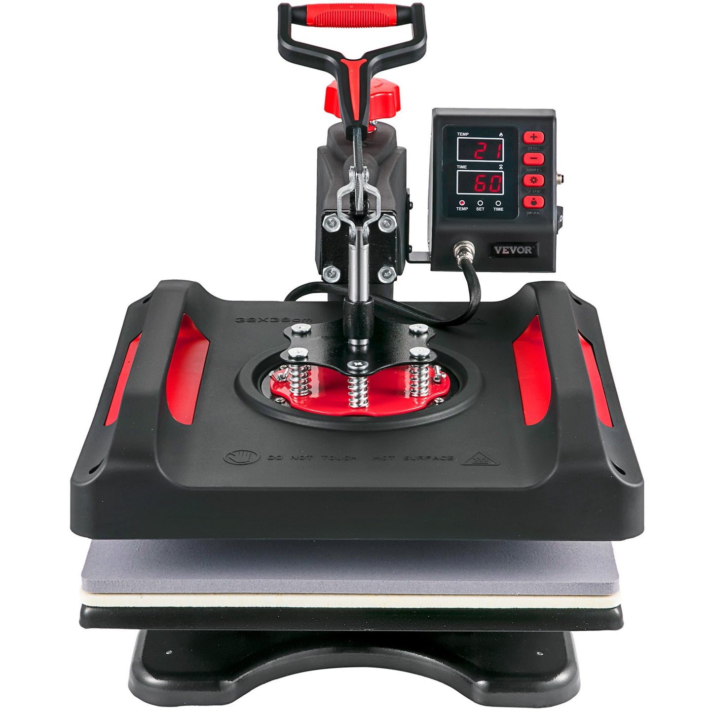 Heat Press Machine 15 x 15 Inch 360° Rotation Swing Away Red Heat Press 5 In 1 Shirt Printing Machine 5 In 1 Heat Press 1000W Sublimeringsmaskin Dual-Tube Uppvärmning för DIY tallrikar Cap Muggar