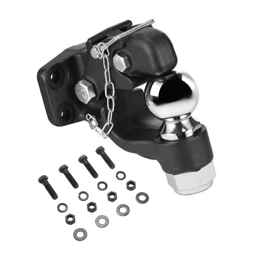 Pintle Hook, 20000 lbs Towing Capacity, Trailer Hitches Receiver Hook Combination 2-5/16-inch Hitch Ball, Fits 2.5 to 3-inch Lunette Ring with Mounting Kit, Wear-resistant, Black Powder Coat
