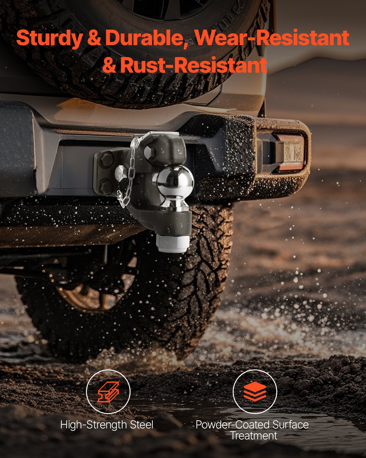 Pintle Hitch 2-5/16" Mount Hitch Ball för 2,5"-3" Lunette Ring 20000 lbs