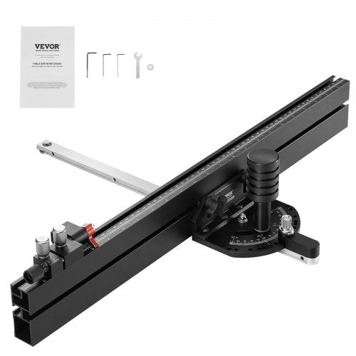 Precision Miter Gauge, Standard Slot 3/4'' x 3/8'', Aluminum Alloy Table Saw Miter Gauge with 24 in Grating 15 Angle Stops Adjustable Spring Loaded Plunger and Removable Disc, for Woodworking