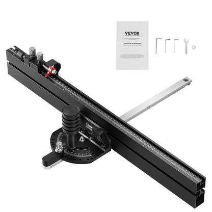 Precisionsgeringsmätare, standardspår 19 x 9,5 mm, aluminiumlegeringsbordsgeringsmätare med 61 cm galler 15 vinkelstopp Justerbar fjäderbelastad kolv och löstagbar skiva, för träbearbetning