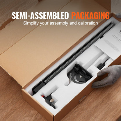 Precision Miter Gauge, Standard Slot 3/4'' x 3/8'', Aluminum Alloy Table Saw Miter Gauge with 19-35 in Grating 15 Angle Stops Adjustable Spring Loaded Plunger and Removable Disc, for Woodworking