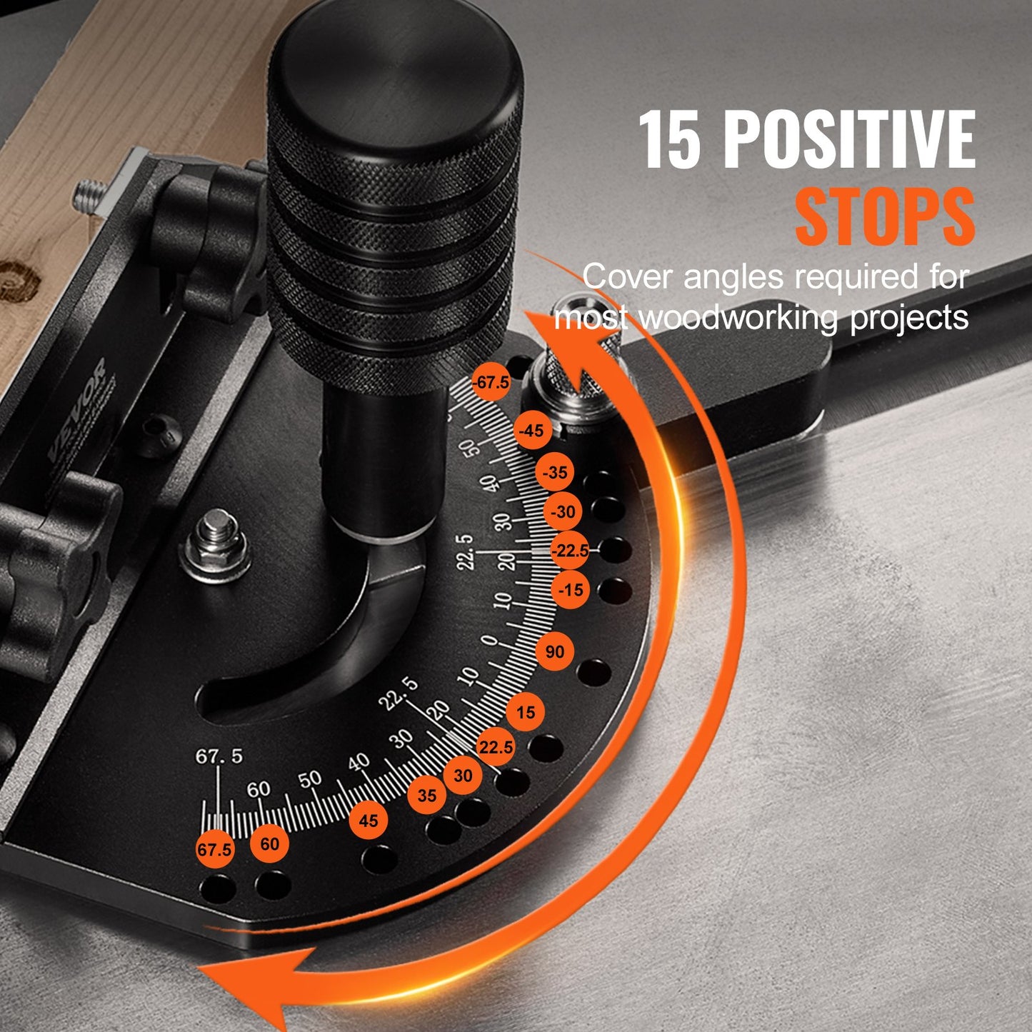 Precision Miter Gauge, Standard Slot 3/4'' x 3/8'', Aluminum Alloy Table Saw Miter Gauge with 18 in Grating 15 Angle Stops Adjustable Spring Loaded Plunger and Removable Disc, for Woodworking