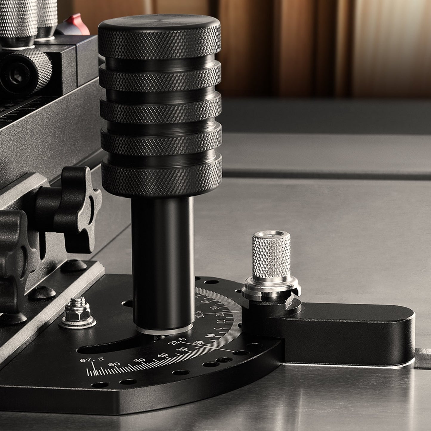 Precision Miter Gauge, Standard Slot 3/4'' x 3/8'', Aluminum Alloy Table Saw Miter Gauge with 18 in Grating 15 Angle Stops Adjustable Spring Loaded Plunger and Removable Disc, for Woodworking