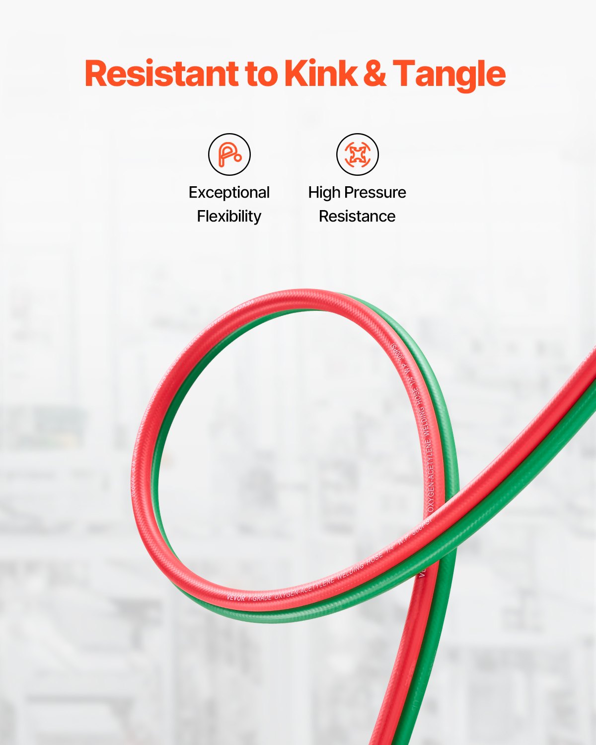 Oxygen Acetylene Hose, 1/4-Inch x 100FT Oxy Acetylene Hose with 9/16"-18 B Fitting, 300PSI T Grade Welding Cutting Torch Twin Hose, Compatible with Oxygen, Acetylene, Propane and Other Fuel Gases