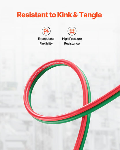 Oxygen Acetylene Hose, 1/4-Inch x 15FT Oxy Acetylene Hose with 9/16"-18 B Fitting, 300PSI T Grade Welding Cutting Torch Twin Hose, Compatible with Oxygen, Acetylene, Propane and Other Fuel Gases