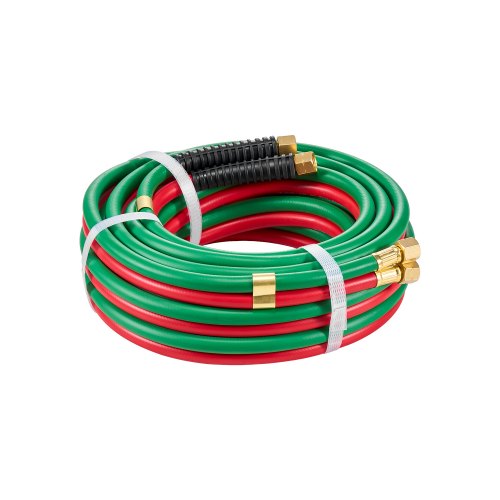 Oxygen Acetylene Hose, 1/4-Inch x 25FT Oxy Acetylene Hose with 9/16"-18 B Fitting, 300PSI T Grade Welding Cutting Torch Twin Hose, Compatible with Oxygen, Acetylene, Propane and Other Fuel Gases
