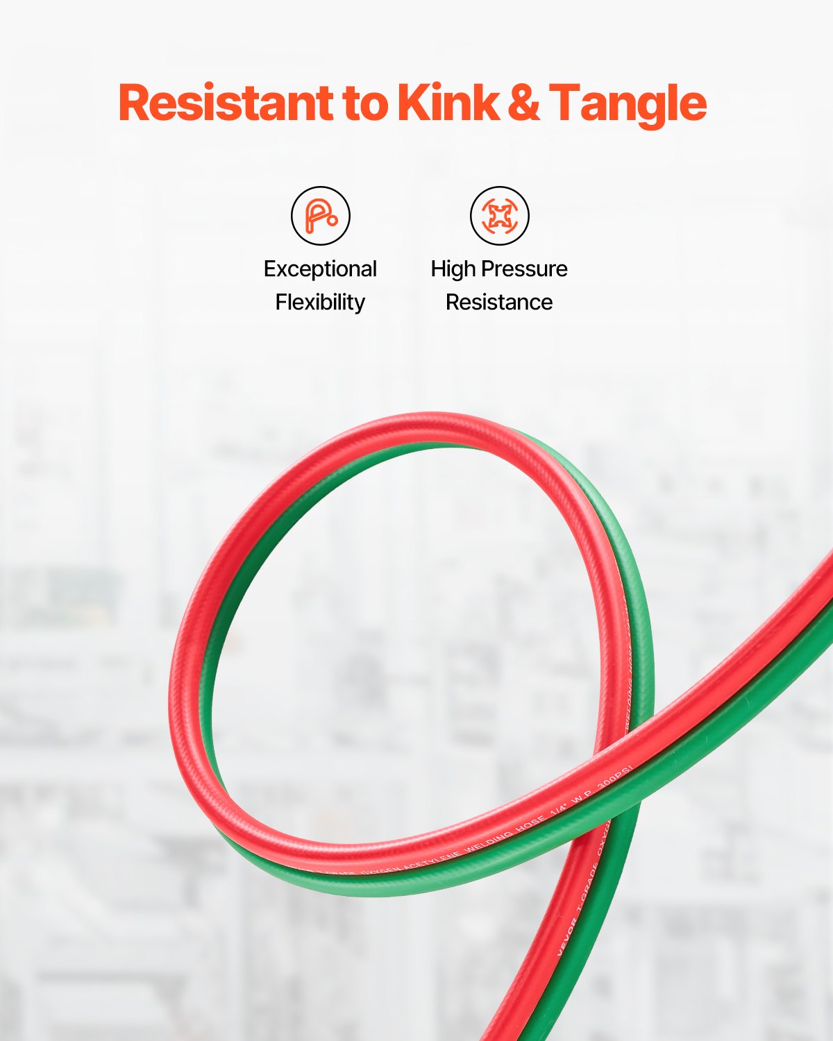 Oxygen Acetylene Hose, 1/4-Inch x 50FT Oxy Acetylene Hose with 9/16"-18 B Fitting, 300PSI T Grade Welding Cutting Torch Twin Hose, Compatible with Oxygen, Acetylene, Propane and Other Fuel Gases