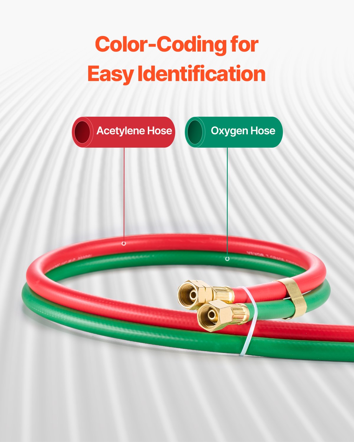 Oxygen Acetylene Hose, 1/4-Inch x 50FT Oxy Acetylene Hose with 9/16"-18 B Fitting, 300PSI T Grade Welding Cutting Torch Twin Hose, Compatible with Oxygen, Acetylene, Propane and Other Fuel Gases