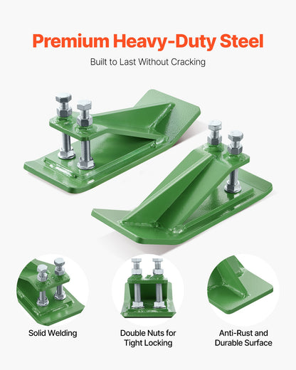 Tractor Bucket Protector, 2PCS Heavy Duty Steel Bucket Edge Protectors, Edge Tamer Anti-Skid Device with Double Hexagon Lock Nuts and Bolts, for Snow, Leave Removal & Spreading Gravel (Green)