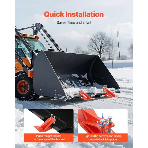 Traktorskopskydd, 2 st kraftiga stålkantskydd för skopor, kantdämpare halkskydd med dubbla sexkantiga låsmuttrar och bultar, för snö, lövborttagning och grusspridning (orange) |  EU