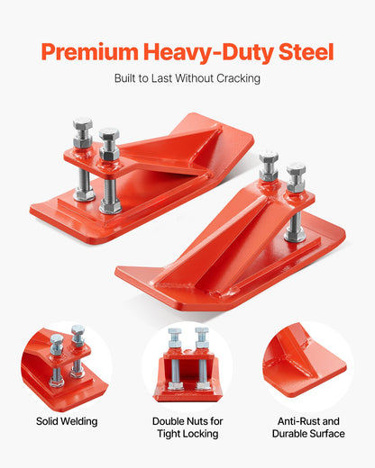 Tractor Bucket Protector, 2PCS Heavy Duty Steel Bucket Edge Protectors, Edge Tamer Anti-Skid Device with Double Hexagon Lock Nuts and Bolts, for Snow, Leave Removal & Spreading Gravel (Orange)