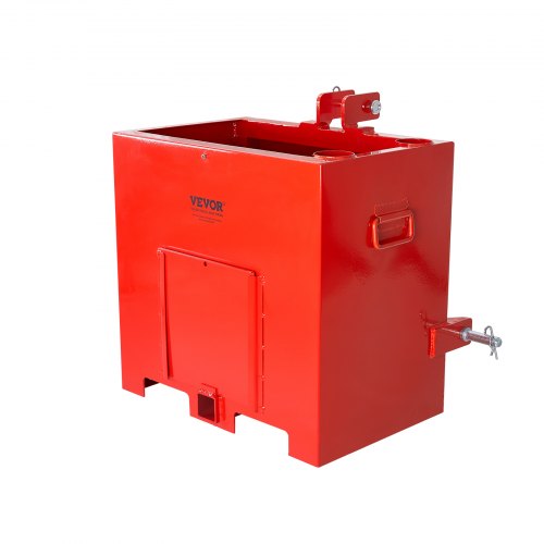 Ballast Box 3 Point Category 1 Tractor, 800lbs Capacity Hitch Ballast Box, for 2'' Hitch Receiver, Tractor Ballast Box with 5cu.ft Volume, Heavy-duty Steel, Red