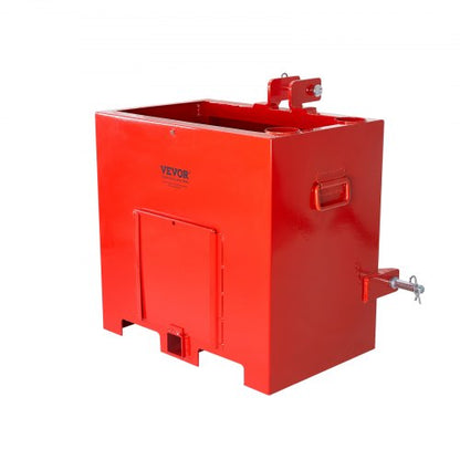 Ballast Box 3 Point Category 1 Tractor, 800lbs Capacity Hitch Ballast Box, for 2'' Hitch Receiver, Tractor Ballast Box with 5cu.ft Volume, Heavy-duty Steel, Red