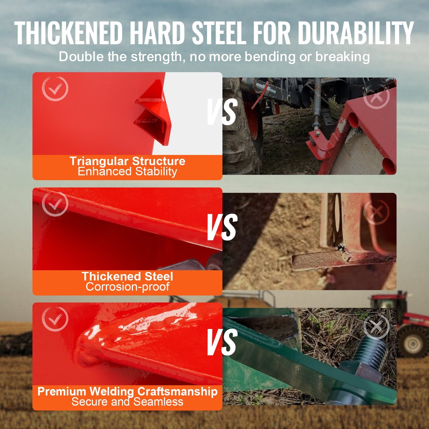 Ballastbox 3-Punkt Kategorie 1 Traktor, 800lbs Kapazität Anhängekupplung Ballastbox, für 2'' Anhängekupplung, Traktor Ballastbox mit 5 cu.ft Volumen, Hochleistungsstahl, Rot