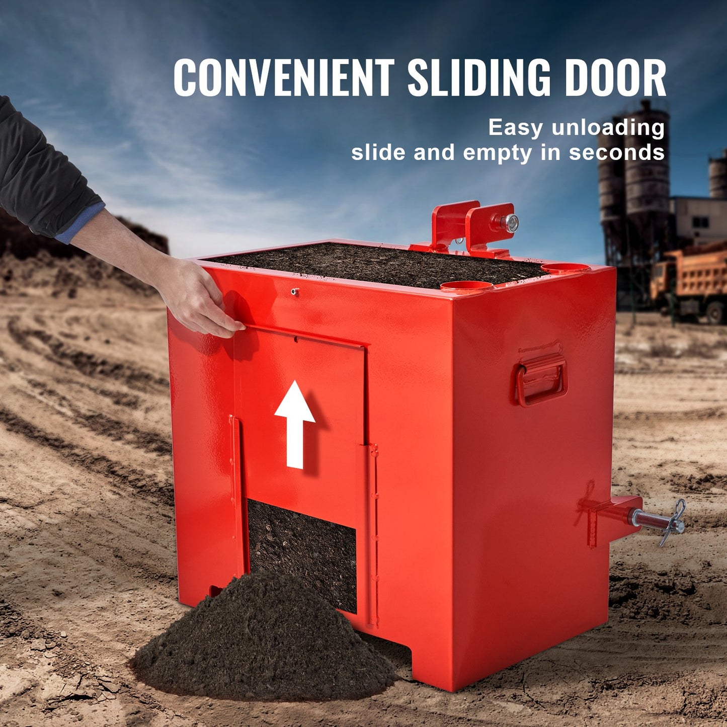 Ballastbox 3-Punkt Kategorie 1 Traktor, 800lbs Kapazität Anhängekupplung Ballastbox, für 2'' Anhängekupplung, Traktor Ballastbox mit 5 cu.ft Volumen, Hochleistungsstahl, Rot