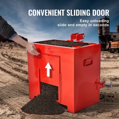 Ballastbox 3-Punkt Kategorie 1 Traktor, 800lbs Kapazität Anhängekupplung Ballastbox, für 2'' Anhängekupplung, Traktor Ballastbox mit 5 cu.ft Volumen, Hochleistungsstahl, Rot