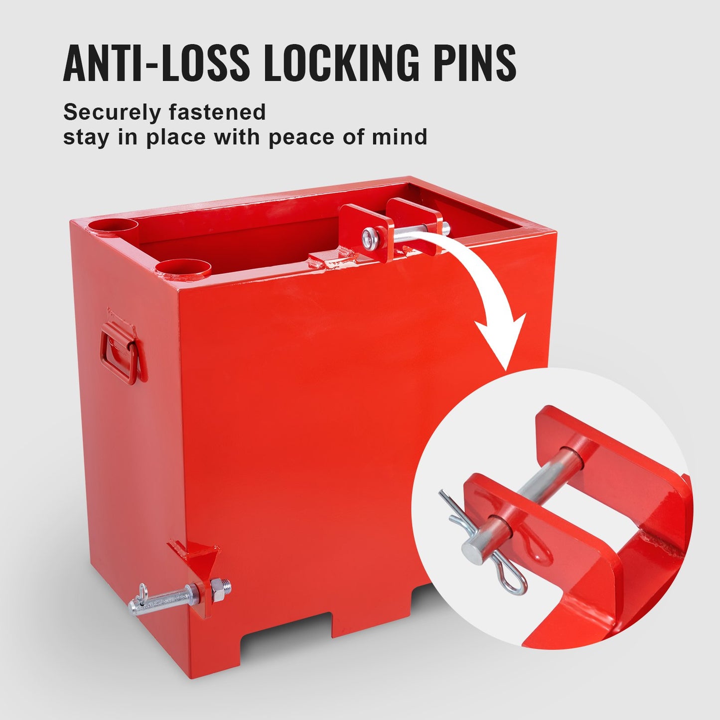 Ballastbox 3-Punkt Kategorie 1 Traktor, 800lbs Kapazität Anhängekupplung Ballastbox, für 2'' Anhängekupplung, Traktor Ballastbox mit 5 cu.ft Volumen, Hochleistungsstahl, Rot