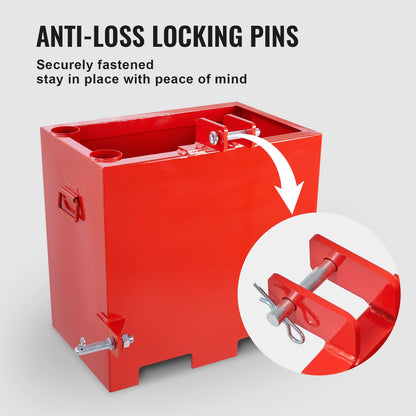 Ballastbox 3-Punkt Kategorie 1 Traktor, 800lbs Kapazität Anhängekupplung Ballastbox, für 2'' Anhängekupplung, Traktor Ballastbox mit 5 cu.ft Volumen, Hochleistungsstahl, Rot