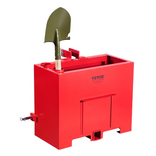 Ballast Box, 3-Point Category 1 Tractor Ballast of 800lbs Capacity, for 2 Inch Hitch Receiver, Heavy-Duty Steel 4.3 ft³ Large Volume Loader Attachment with Sliding Door, Red