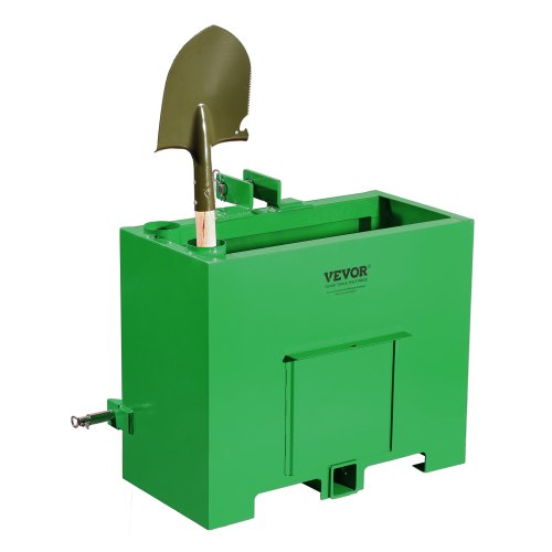 Ballast Box, 3-Point Category 1 Tractor Ballast of 800lbs Capacity, for 2 Inch Hitch Receiver, Heavy-Duty Steel 4.3 ft³ Large Volume Loader Attachment with Sliding Door, Green