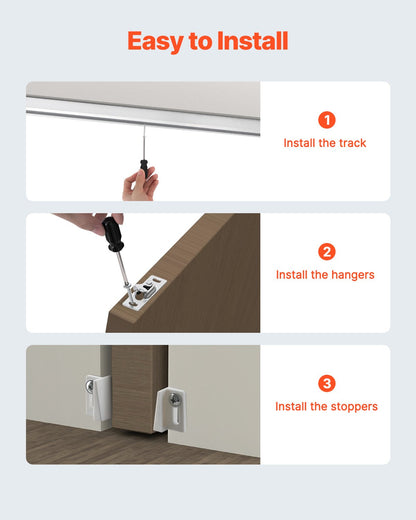 Pocket Door Track Kit 6 ft Heavy Duty Pocket Door Hardware Kit 3 Wheels